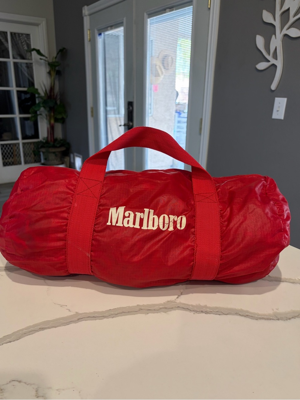 Vintage Marlboro Red Duffel Carry Bag 19”x9”